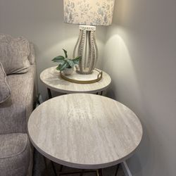 2 Faux end tables -cream and gold