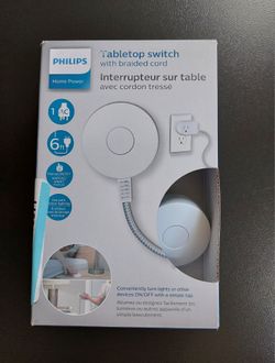 Philips Grounded On/Off Switch with Braided Cord, 6 Ft Cable, Tabletop
For Table or Wall Mount, Perfect for Lamps/Seasonal Lights, 3 Prong, Slip Resis