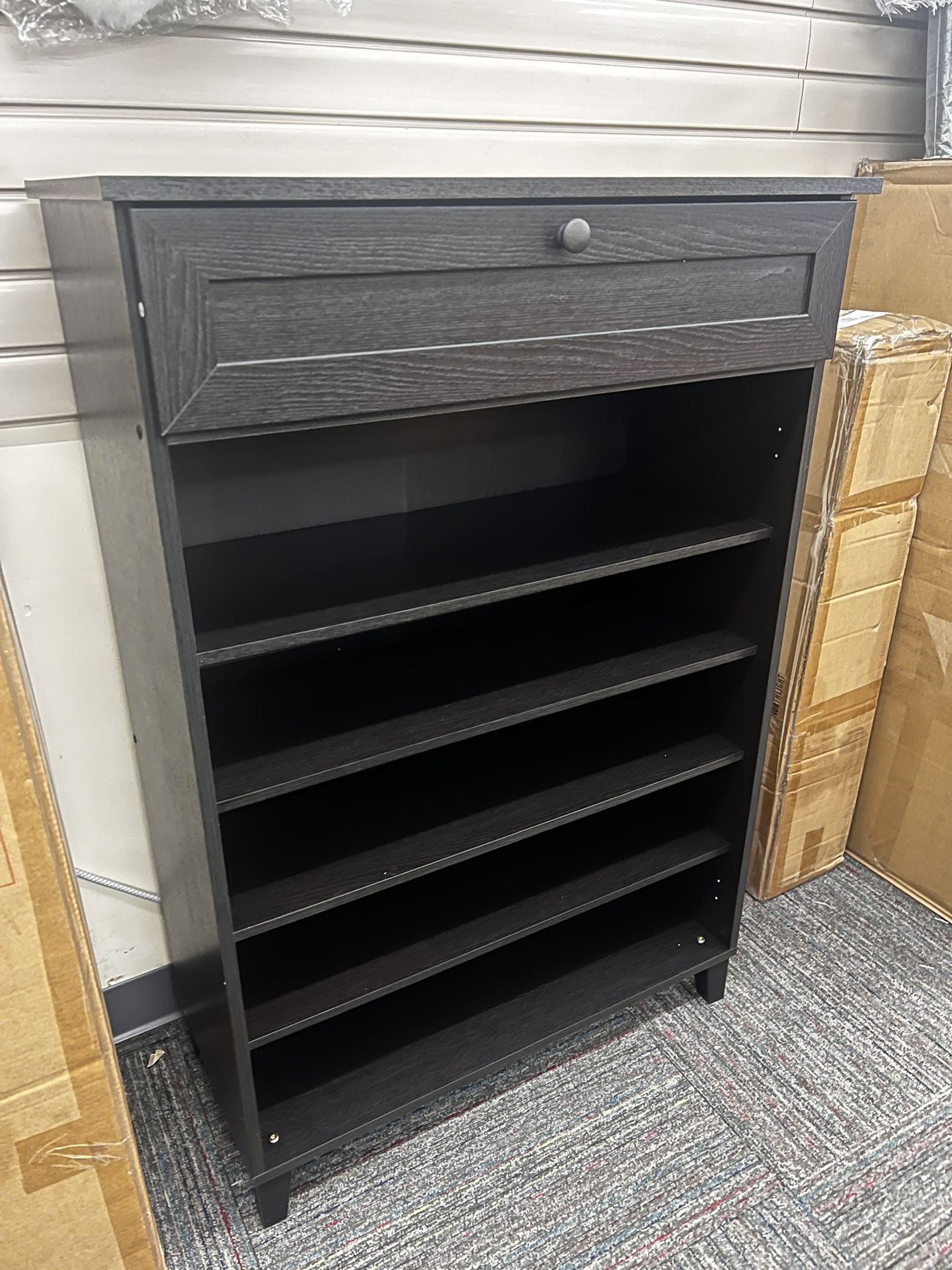 Harding Espresso Shoe Cabinet – 4 Shelves, Brand New! ✨