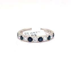 14Kt White Gold Diamond Sapphire Band Ring 2.65g Size 6.75 21944448