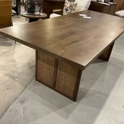 Grier Medium Brown Wood With Cane Dining Table