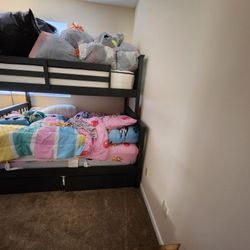 Twin over full bunk bed with storage