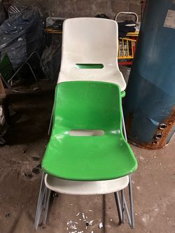 Stacking Hard Plastic Chairs with Metal Legs