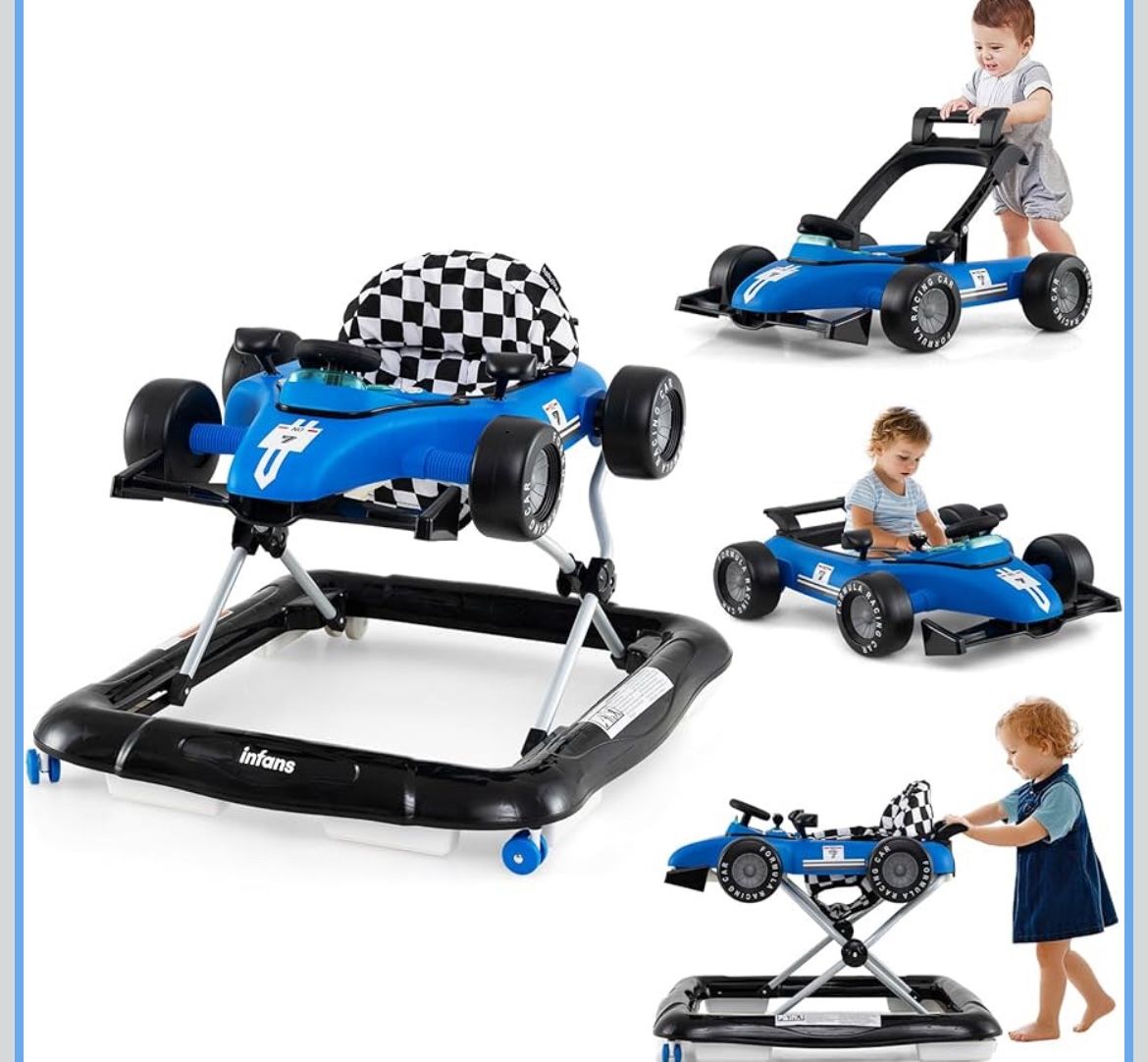 Assembled new 4 in 1 Baby Walker, Foldable Toddler Activity Center with Adjustable Height, Padded Se