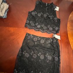 Two Piece Black Embroidered Set 