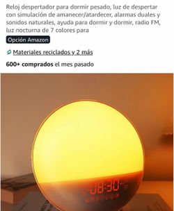 Reloj despertador para dormir pesado, luz de despertar con simulación de amanecer/atardecer, alarmas duales y sonidos naturales, ayuda para dormir y d