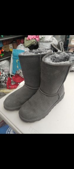BearPaw Classic Gray Shearling Lined Suede Boots