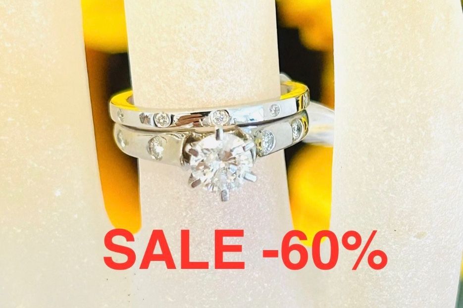 Engagement Ring Diamond Wedding Ring SetNATURAL DIAMONDS 💎 VALENTINES DAY ❤️SALE-60% FIND ANOTHER AT THIS PRICE ILL GIVE IT FOR $400 LESS !!!