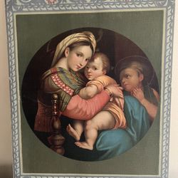 After Raphael Madonna and Child Antique canvas Framed Art Wall Hanging