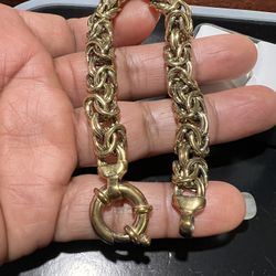 BIG SOLID STERLING BRACELET ON GOLD TONE SIZE 7.5 