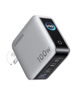 100W Charger with 4-Port & Smart Display, GaN USB C Fast Wall Charger Block, Type-C Charging Compatible with MacBook Pro/Air, iPhone 17/16 Series, Gal