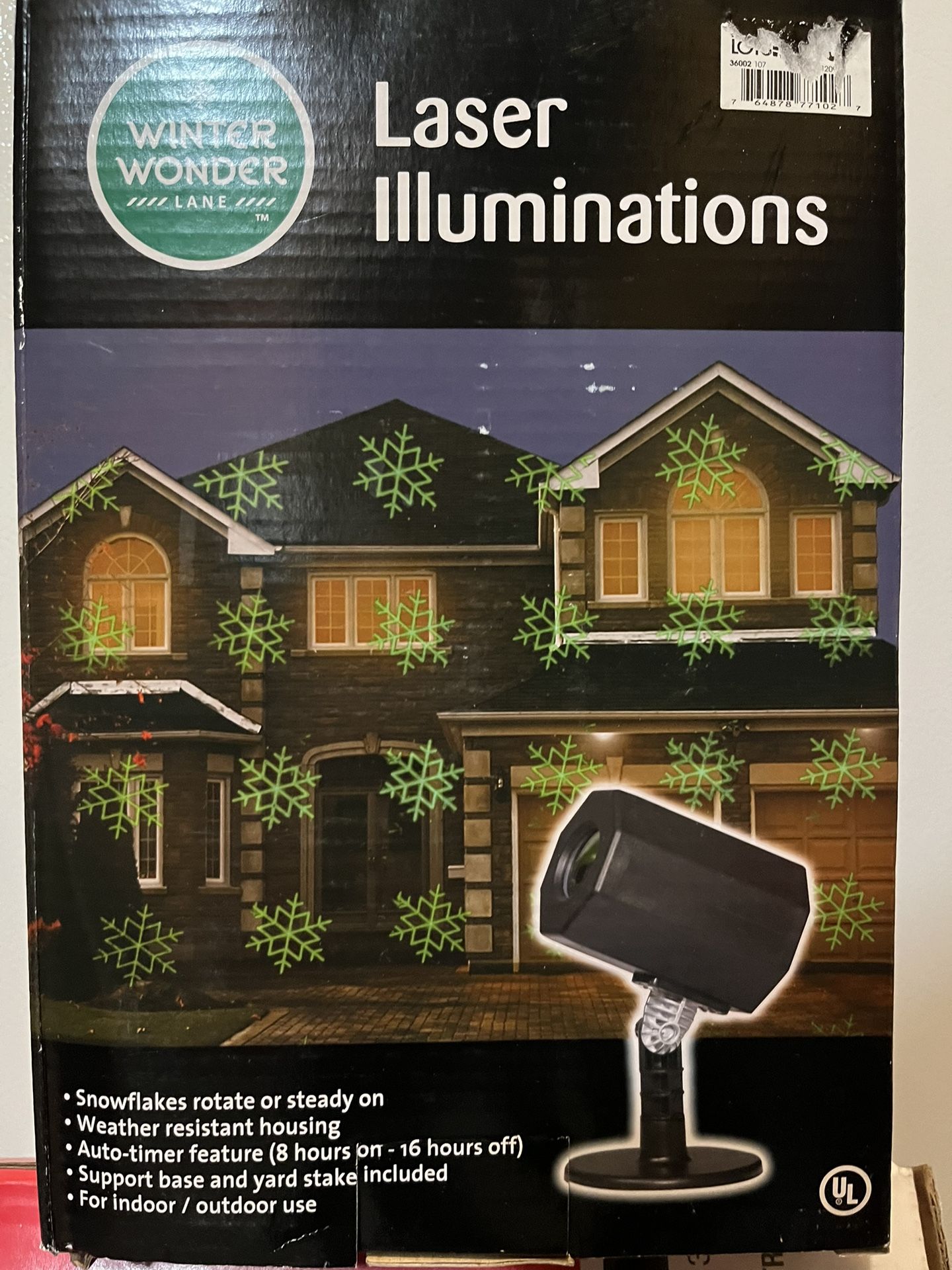 Brand New Christmas Laser Light Display Of Green Snowflakes