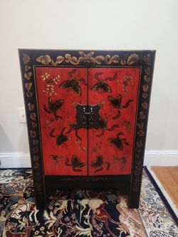 Vintage Chinese Lacquered Accent Cabinet