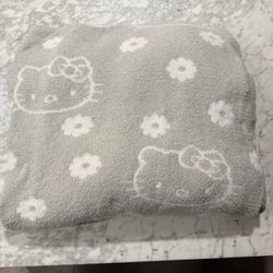 Queen Gray and White Reversible Hello Kitty Blanket