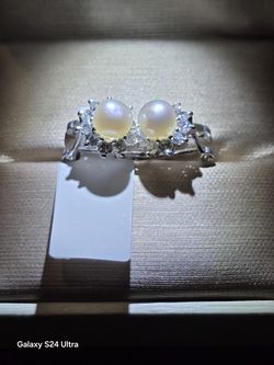 Silver 925 beautiful peral silver earrings Plata 100%