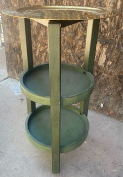 Vintage Pier 1 Three Tier Wheeled Plant Stand with removable brass top