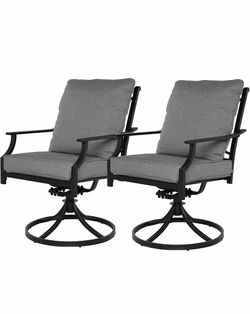 New-set of 2 Swivel Dining Chairs Outdoor Furniture Set with Olefin Cushions