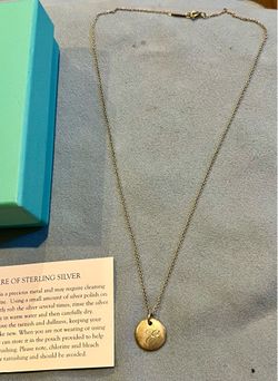 TIFFANY & CO. Sterling Silver Disc Necklace (Letter E) Pick Up Only Highland Park 90042