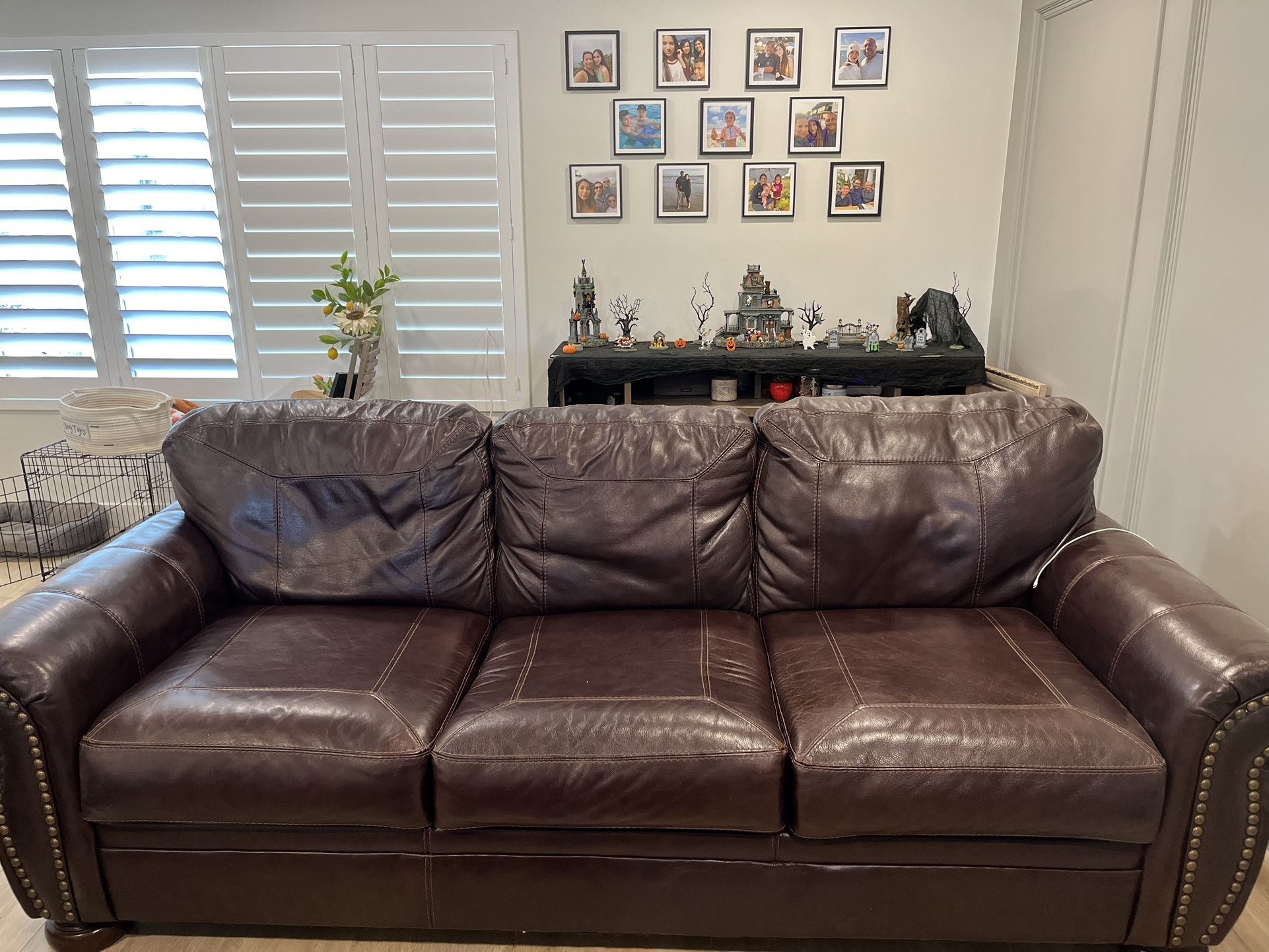 Brown Real Leather Couch