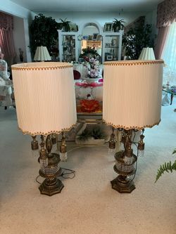 Lamp Set - Vintage 1970s Matching 2 Piece