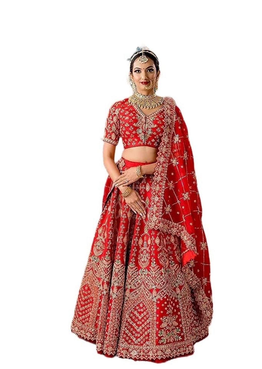 Indian Style Wedding Party Wear Satin Lehenga Choli -Women Ready To Wear- medium