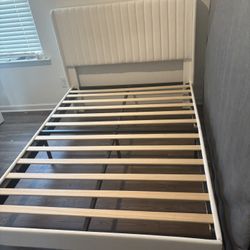 All white full size bed frame 