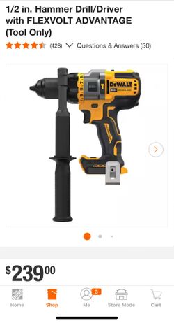 DEWALT 20V MAX Brushless Cordless 1/2 in. Hammer Drill/Driver with FLEXVOLT ADVANTAGE (Tool Only)
