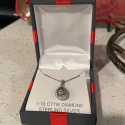 1/10 Cttw Diamond/ Sterling Silver Necklace 