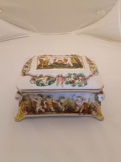 Vtg Italian Capodimonte Jewelry Casket