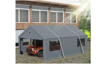 Dovov 10 x 20 ft Heavy Duty Carport, Portable Garage Metal Car Port Canopy Storage Shelter Tent with 6 Roll-up Ventilated Windows & Removable Sidewall