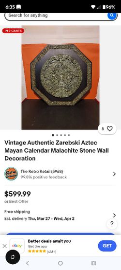 Vintage Authentic zerabski Astec Mayan Calendar