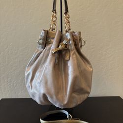 Coach Peyton XL Gold Leather Drawstring Bucket Bag