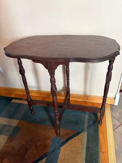 Antique Wood Side Table with Turned Legs
