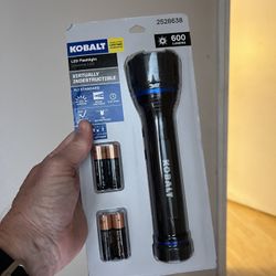 Brand New Kobalt Flashlight With Batteries 