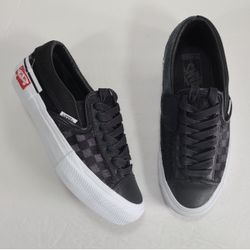 Vans Slip-On Cap Lx Pony Hair Checkerboard Black White Sneakers Women 7 Men 5.5