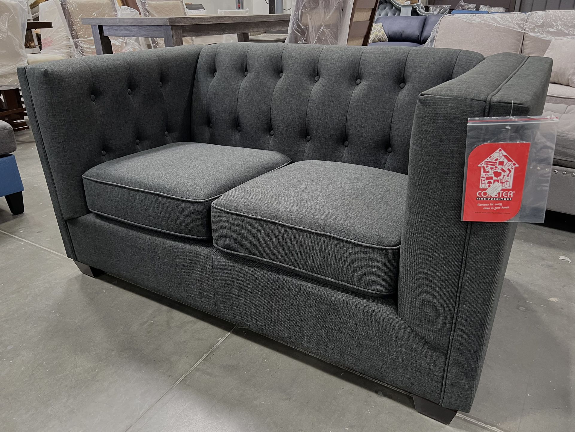Brand New! Charcoal Grey Loveseat, Grey Sofa , Small Sofa For Bedroom, Living Room Couch, Grey Couch, Office Couch,sofa, Grey Sofa, Tufted Sofa