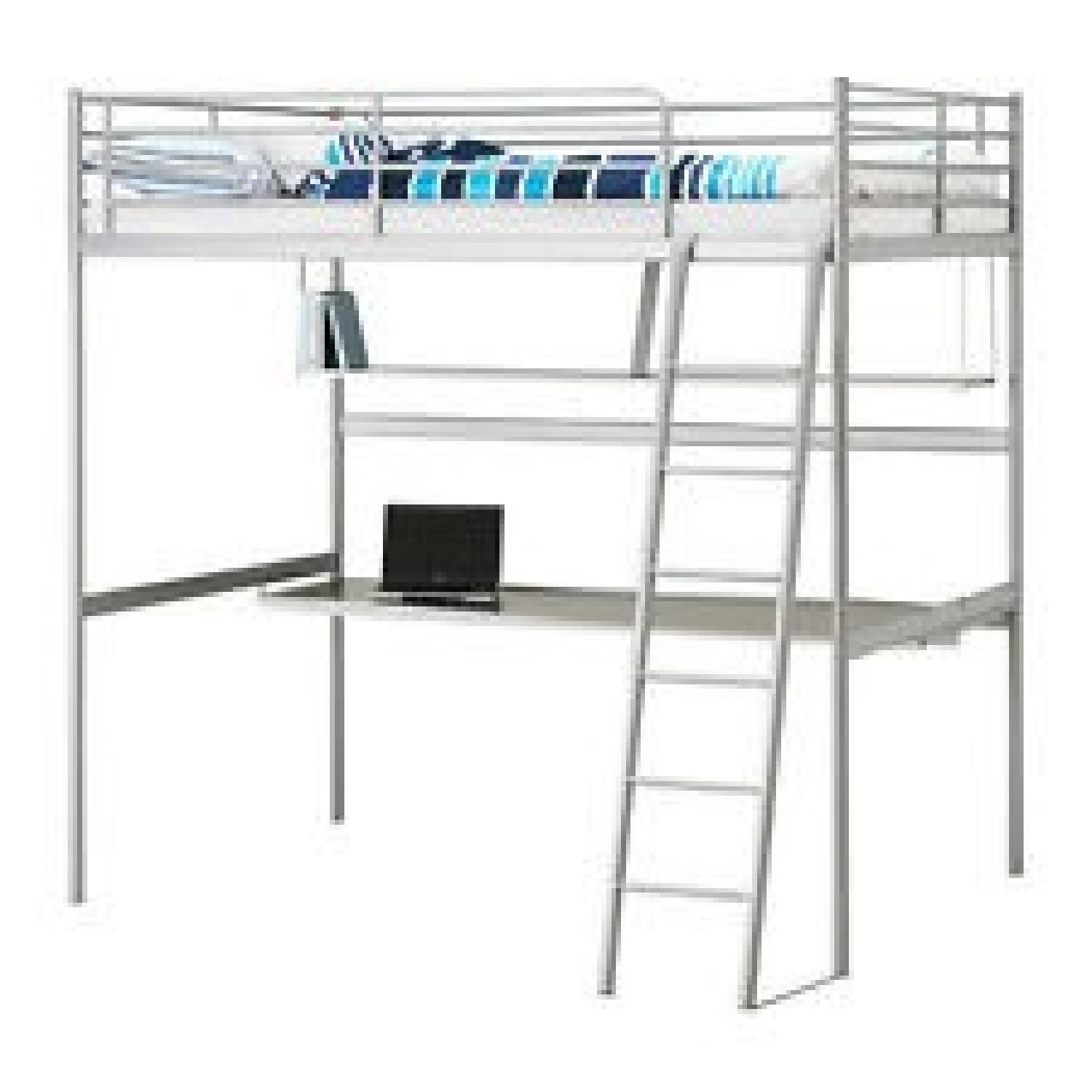 BUY 1 GET SECOND HALF OFF!!! IKEA Svarta Loft Bed frame w/ Desk, Floating Shelf, & Ladder