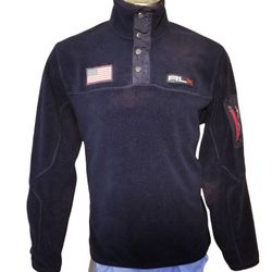 VINTAGE POLO RALPH LAUREN RLX FLEECE US FLAG PATCH MEN PULLOVER SWEATER SZ XL/L
  
