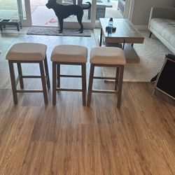3 Wooden Stools 
