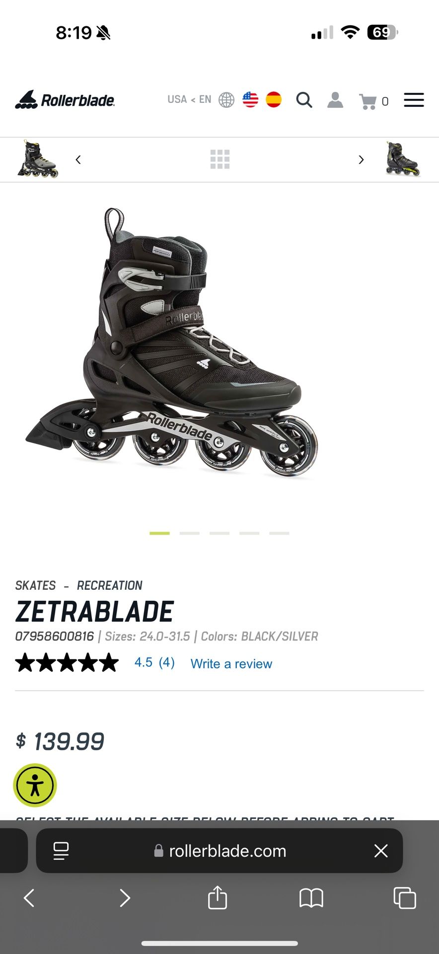 Brand new, unboxed Rollerblades Zetrablade Inline Skates