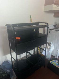 Black Metal Storage Cart with Drawers