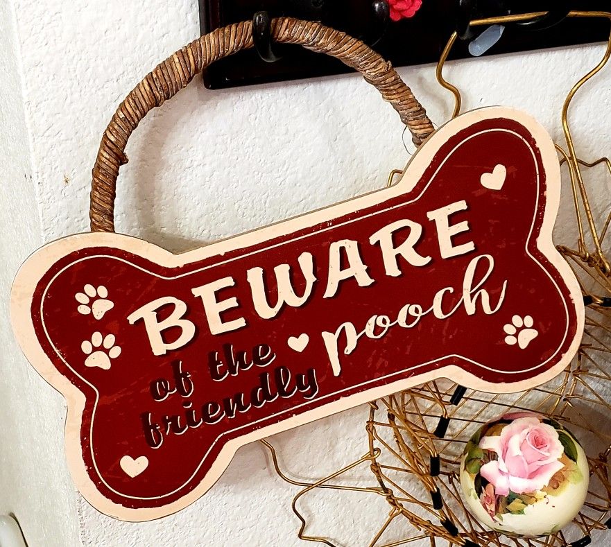 Hanging Spoiled Dog Sign with Wicker Handle 8in x 11in