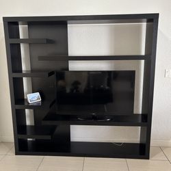 Modern Black TV Stand / Entertainment Center – No TV Included
