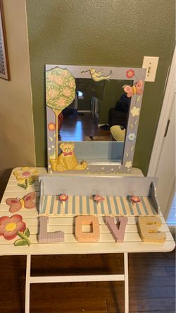 Vintage Home Interiors Kids Bedroom Teddy Bear Mirror Wall and more!!