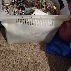 Medium Bin Full Of Scrap Jewelry For Projects Beads And Good Pieces $100 