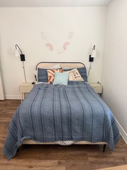 White Full Size Bed Frame + Mattress Included ☁️