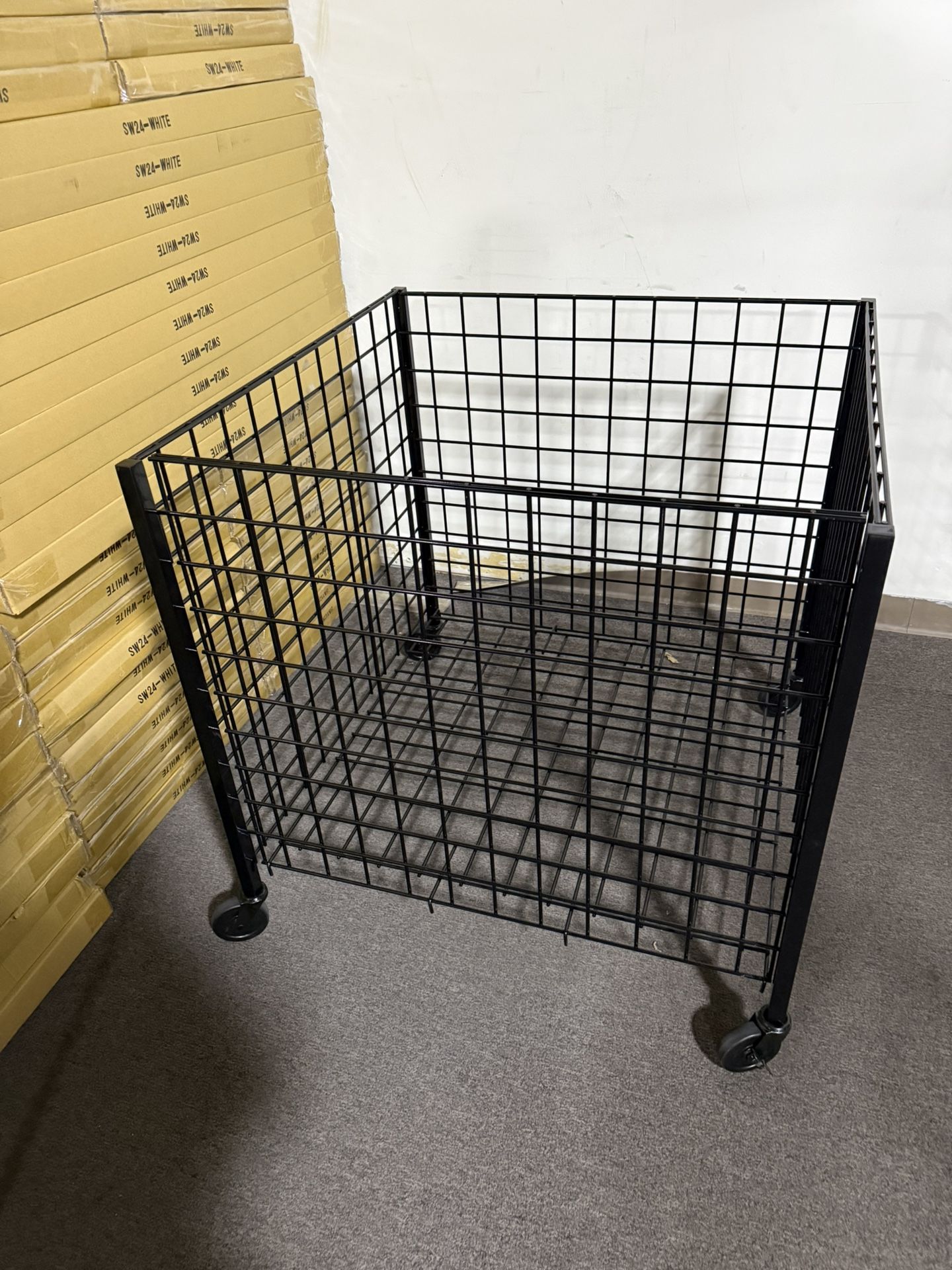 Gridwall Heavy Duty Dump Bin Merchandiser With Locking Casters