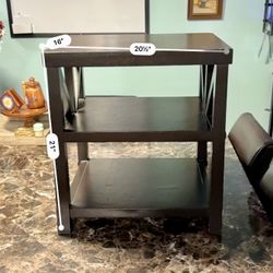 Wood side end table printer stand espresso dark brown good condition but with marks and scratches