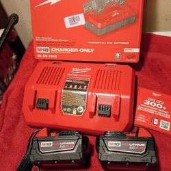 M18 MILWAUKEE Batteries And Dual Rapid Charger $250