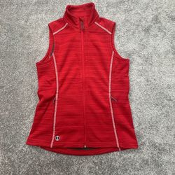 Holloway Ladies Red Heather Fleece Vest XS Full Zip Pockets Athletic Team